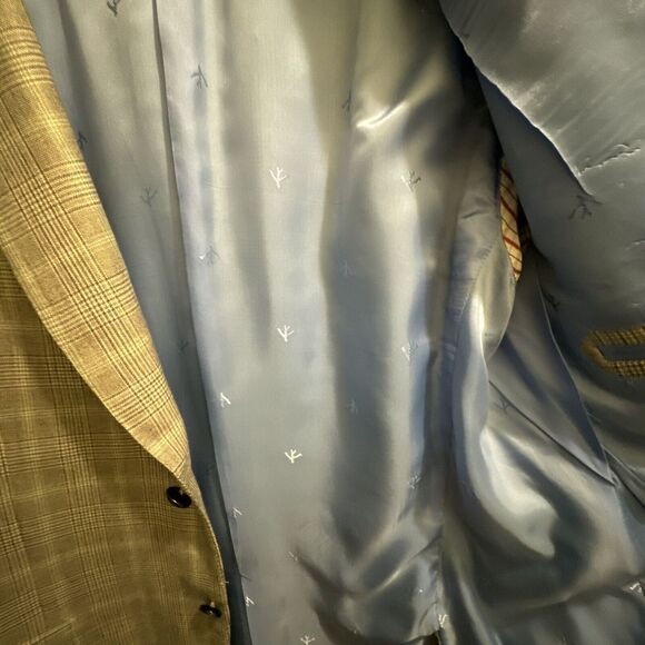 Isaia Sport Coat Mens 54EU/44US Cinnamon Green Sky Plaid AquaCashmere Blazer - Picture 12 of 14